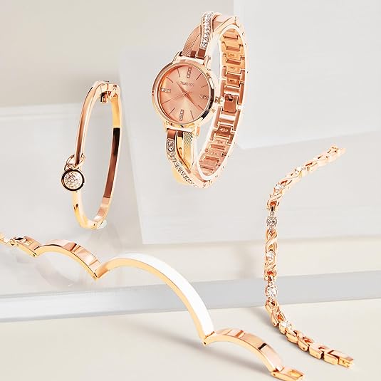 ONE:  Luxury Elegant Watch and Bracelet Set for Women:  Rhinestone with Bangles Starry Sky
