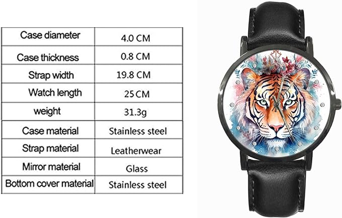 ONE:  Wrist Watches for Men and Women Color: Tiger background