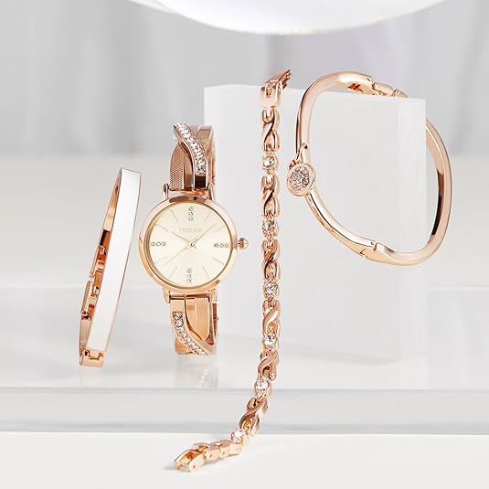 ONE:  Luxury Elegant Watch and Bracelet Set for Women:  Rhinestone with Bangles Starry Sky