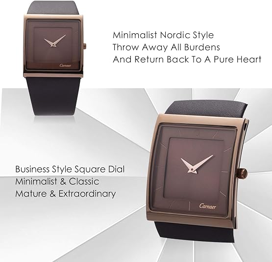 ONE: Luxury Wrist Watch Minimalist Men Square Dial Business Style Leather Strap Quartz Analog