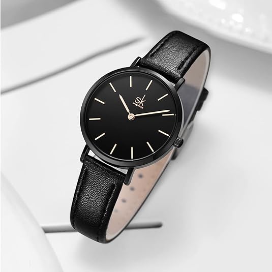 ONE:  Ultra Thin Minimalist Women Watches Simple Two Hands Ladies Dress Watch Leather Strap