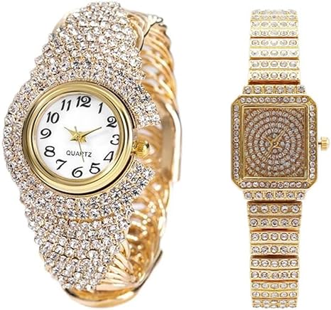 2 Luxury Elegant Watches Jewelry Set: Two Watches,