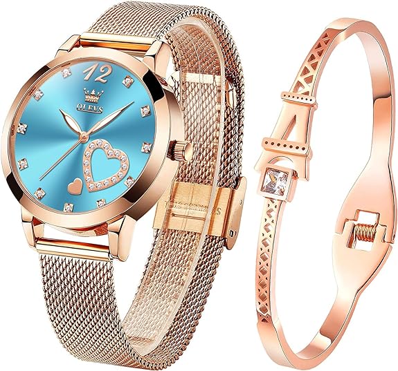 ONE:  Luxury Elegant Watch and Bracelet Set for Women:  Rhinestone with Bangles Starry Sky