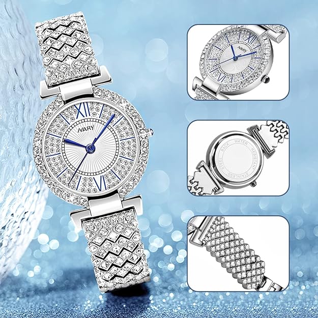 ONE:  Luxury Elegant Watch and Bracelet Set for Women:  Rhinestone with Bangles Starry Sky