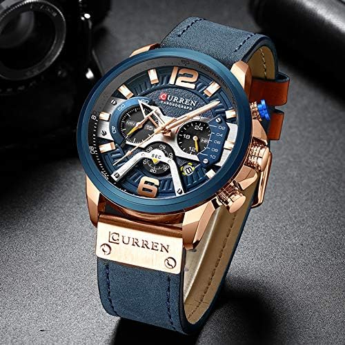 ONE:  Men's Watch Luxury Fashion Leather Strap Outdoor Casual Sport Wristwatch with Big Dial