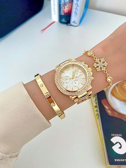 ONE:  Luxury Elegant Watch and Bracelet Set for Women:  Rhinestone with Bangles Starry Sky