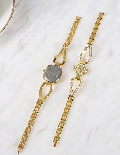 ONE:  Luxury Elegant Watch and Bracelet Set for Women:  Rhinestone with Bangles