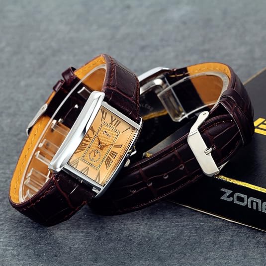 0NE: Luxury Wrist Watch Minimalist Men Square Dial Business Style Leather Strap Quartz Analog