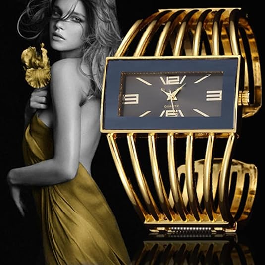 ONE:  Luxury Cuff Bracelet Watch for Women  Rectangular Dial Analog Quartz Wrist Watch