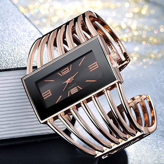 ONE:  Luxury Cuff Bracelet Watch for Women  Rectangular Dial Analog Quartz Wrist Watch