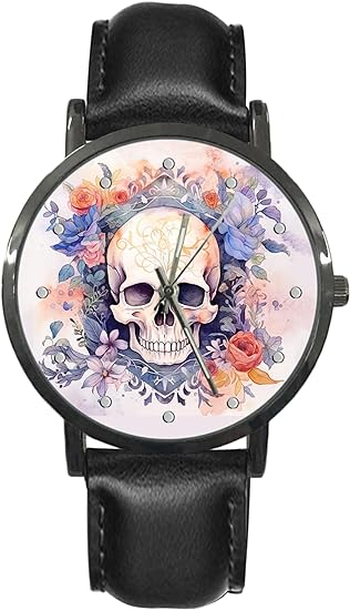 ONE:  Wrist Watches for Men and Women Color: Pink Floral Sugar Skull