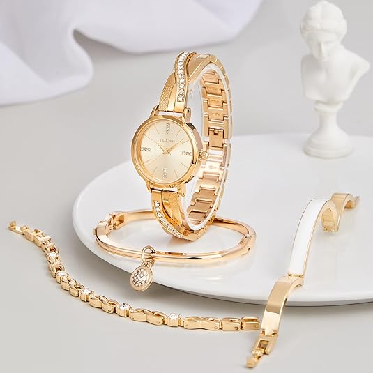 ONE:  Luxury Elegant Watch and Bracelet Set for Women:  Rhinestone with Bangles Starry Sky