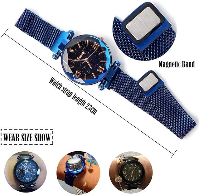 ONE:  Luxury Elegant Watch and Bracelet Set for Women:  Rhinestone with Bangles Starry Sky