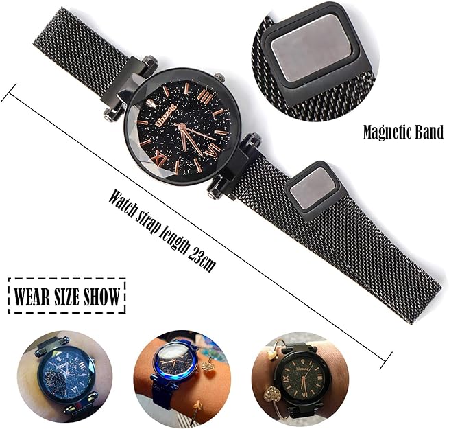 ONE:  Luxury Elegant Watch and Bracelet Set for Women:  Rhinestone with Bangles Starry Sky