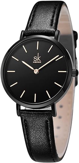 ONE:  Ultra Thin Minimalist Women Watches Simple Two Hands Ladies Dress Watch Leather Strap