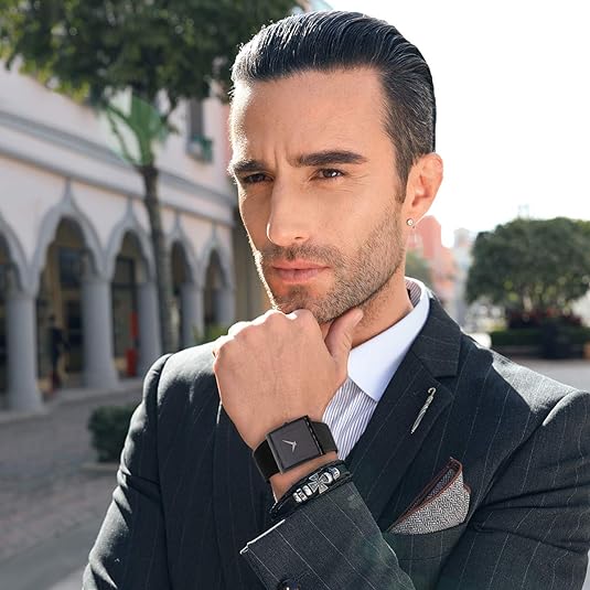 ONE: Luxury Wrist Watch Minimalist Men Square Dial Business Style Leather Strap Quartz Analog