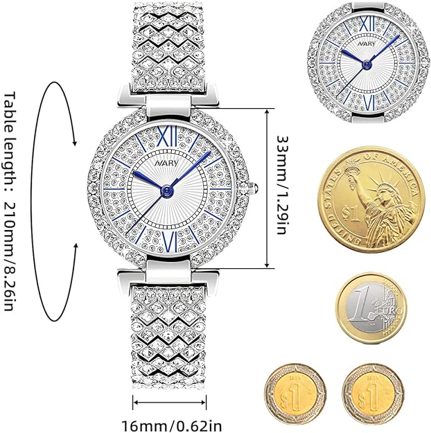 ONE:  Luxury Elegant Watch and Bracelet Set for Women:  Rhinestone with Bangles Starry Sky