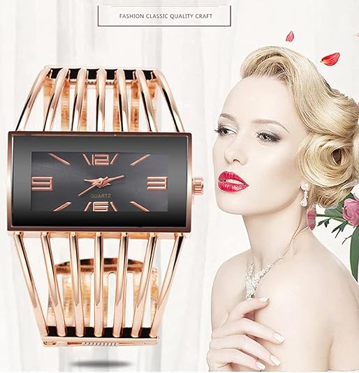 ONE:  Luxury Cuff Bracelet Watch for Women  Rectangular Dial Analog Quartz Wrist Watch