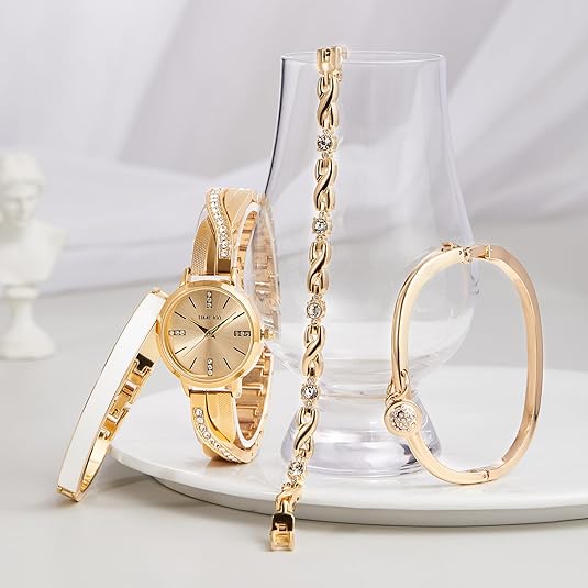 ONE:  Luxury Elegant Watch and Bracelet Set for Women:  Rhinestone with Bangles Starry Sky