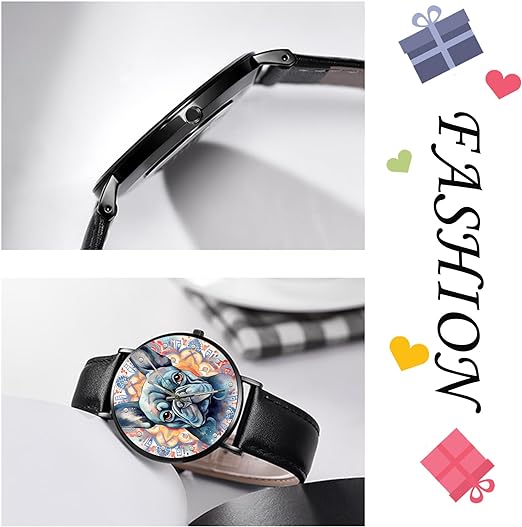 ONE:  Wrist Watches for Men and Women  Color: French Bulldog on floral background