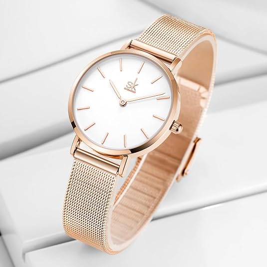 ONE:  Ultra Thin Minimalist Women Watches Simple Two Hands Ladies Dress Watch Leather Strap