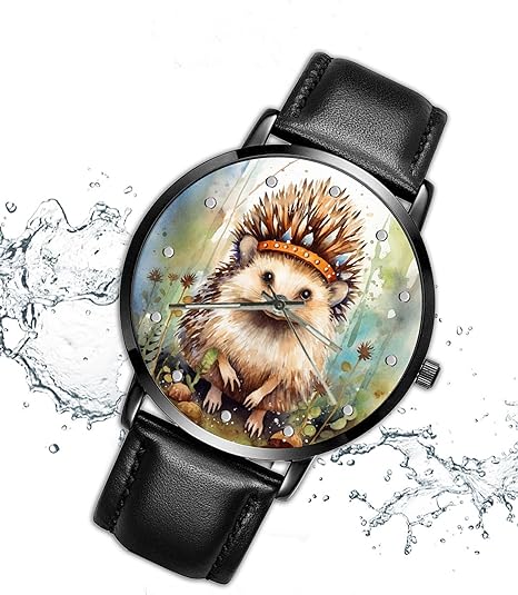 ONE: Wrist Watch for Men and Women Color: Hedgehog on forest