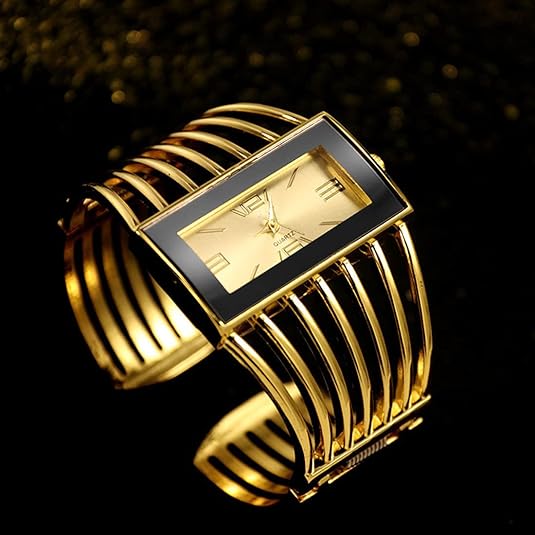 ONE:  Luxury Cuff Bracelet Watch for Women  Rectangular Dial Analog Quartz Wrist Watch