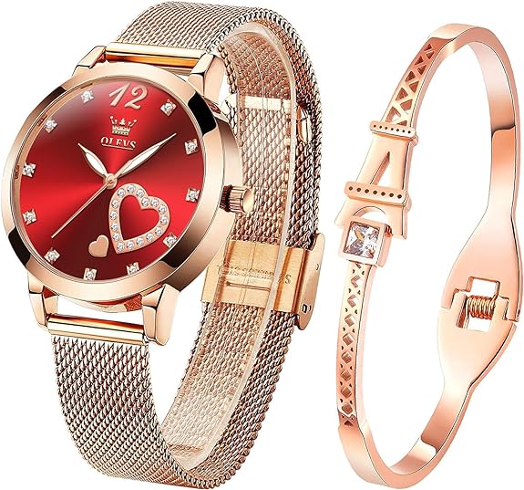 ONE:  Luxury Elegant Watch and Bracelet Set for Women:  Rhinestone with Bangles Starry Sky
