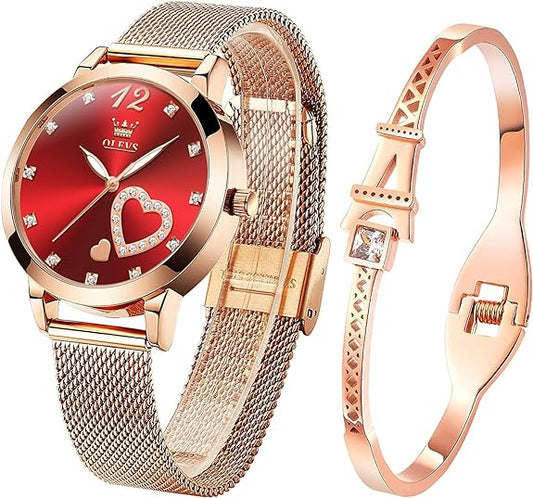 ONE:  Luxury Elegant Watch and Bracelet Set for Women:  Rhinestone with Bangles Starry Sky