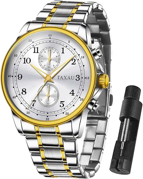 Luxury Watch Stainless Steel Wrist Watch Waterproof Big Face Analog Quartz