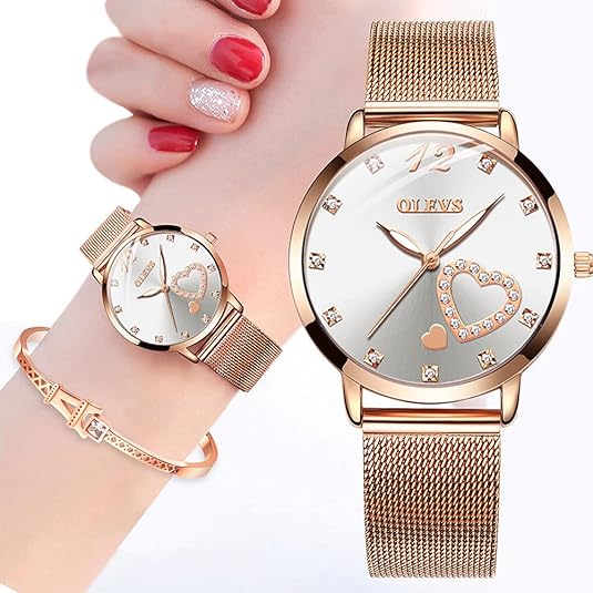 ONE:  Luxury Elegant Watch and Bracelet Set for Women:  Rhinestone with Bangles Starry Sky