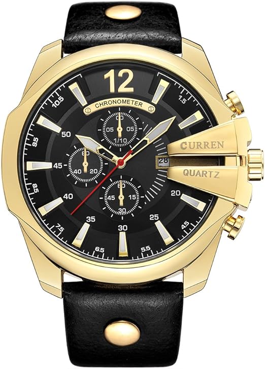 ONE:  Men's Watch Luxury Fashion Leather Strap Outdoor Casual Sport Wristwatch with Big Dial