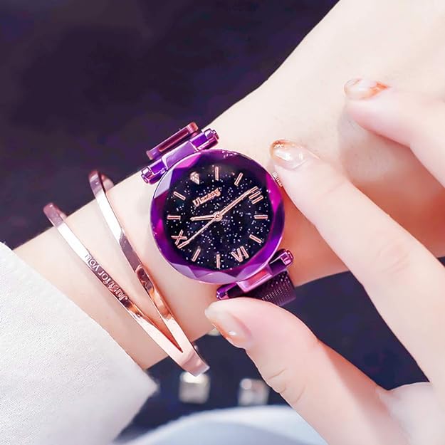 ONE:  Luxury Elegant Watch and Bracelet Set for Women:  Rhinestone with Bangles Starry Sky