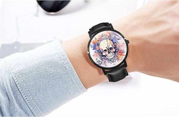 ONE:  Wrist Watches for Men and Women Color: Pink Floral Sugar Skull