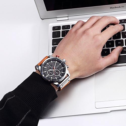 ONE:  Men's Watch Leather Strap Military Chronograph Waterproof Sport Wrist Date Quartz Wristwatch