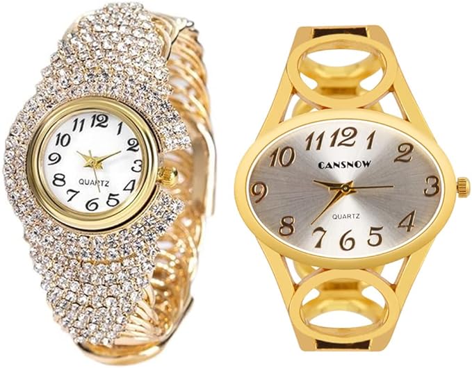2 Luxury Elegant Watches Jewelry Set: Two Watches,