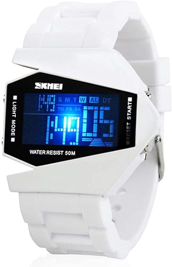 ONE: Unique Watch: Airplane Shaped LED Light Waterproof Watch Military Stealth Fighter Cool