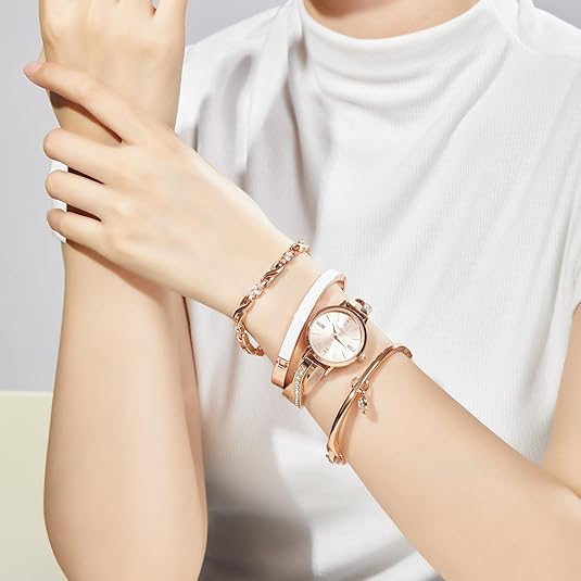 ONE:  Luxury Elegant Watch and Bracelet Set for Women:  Rhinestone with Bangles Starry Sky