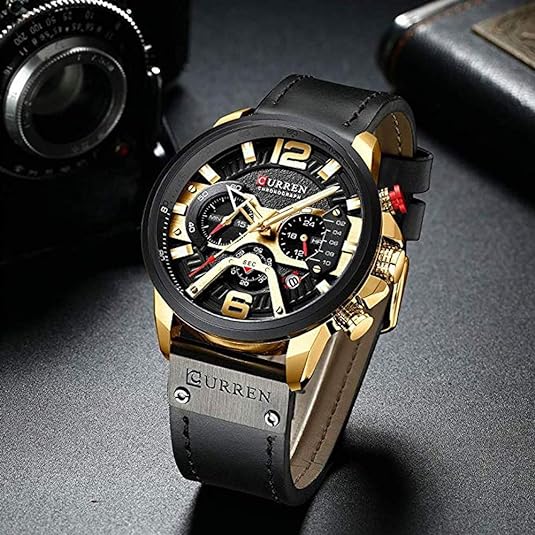 ONE:  Men's Watch Luxury Fashion Leather Strap Outdoor Casual Sport Wristwatch with Big Dial