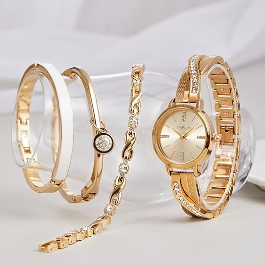 ONE:  Luxury Elegant Watch and Bracelet Set for Women:  Rhinestone with Bangles Starry Sky