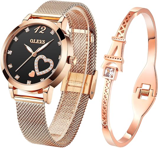 ONE:  Luxury Elegant Watch and Bracelet Set for Women:  Rhinestone with Bangles Starry Sky