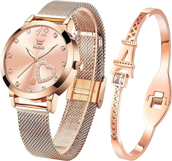 ONE:  Luxury Elegant Watch and Bracelet Set for Women:  Rhinestone with Bangles Starry Sky