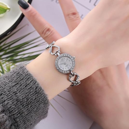 ONE:  Luxury Elegant Watch and Bracelet Set for Women:  Rhinestone with Bangles