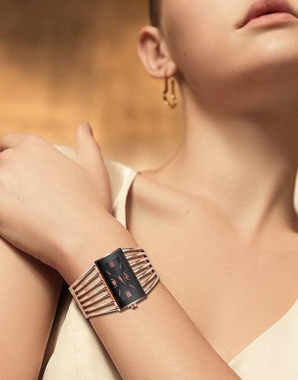 ONE:  Luxury Cuff Bracelet Watch for Women  Rectangular Dial Analog Quartz Wrist Watch