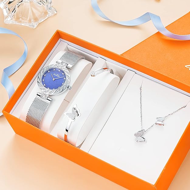 ONE:  Luxury Elegant Watch and Bracelet Set for Women:  Rhinestone with Bangles Starry Sky
