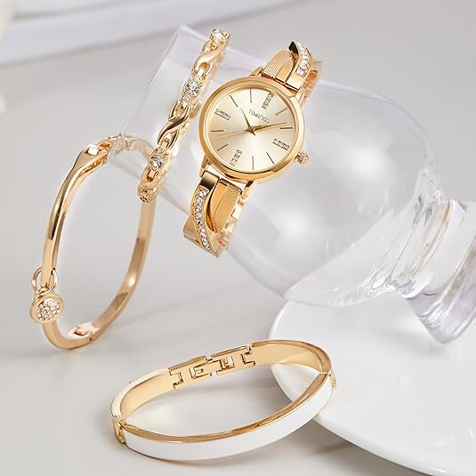 ONE:  Luxury Elegant Watch and Bracelet Set for Women:  Rhinestone with Bangles Starry Sky