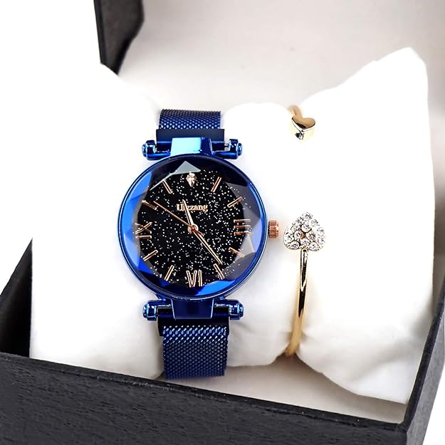 ONE:  Luxury Elegant Watch and Bracelet Set for Women:  Rhinestone with Bangles Starry Sky