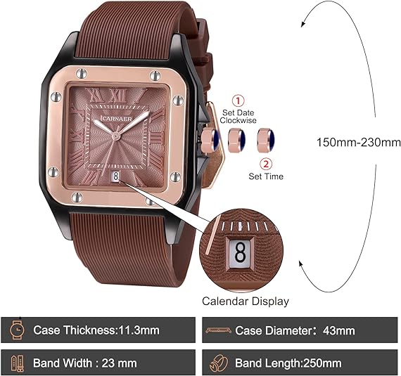 ONE: Luxury Wrist Watch Minimalist Men Square Dial Business Style Leather Strap Quartz Analog