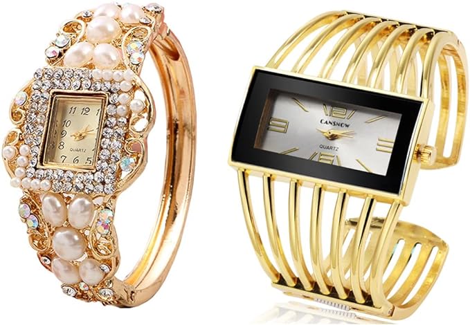 2 Luxury Elegant Watches Jewelry Set: Two Watches,