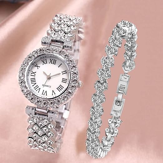 2 Luxury Elegant Watches Jewelry Set: Two Watches,